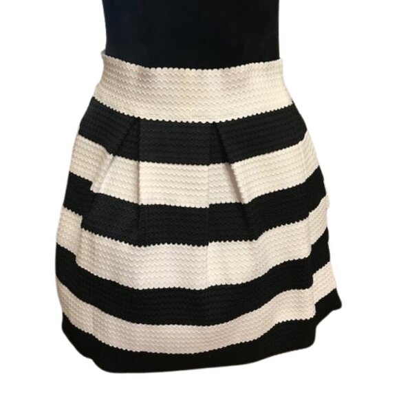 Lore Women's Contrast Black & White Stripes A- Line Skirt Size Large - Picture 1 of 6
